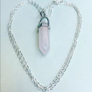 Rose Quartz Silver Necklace!